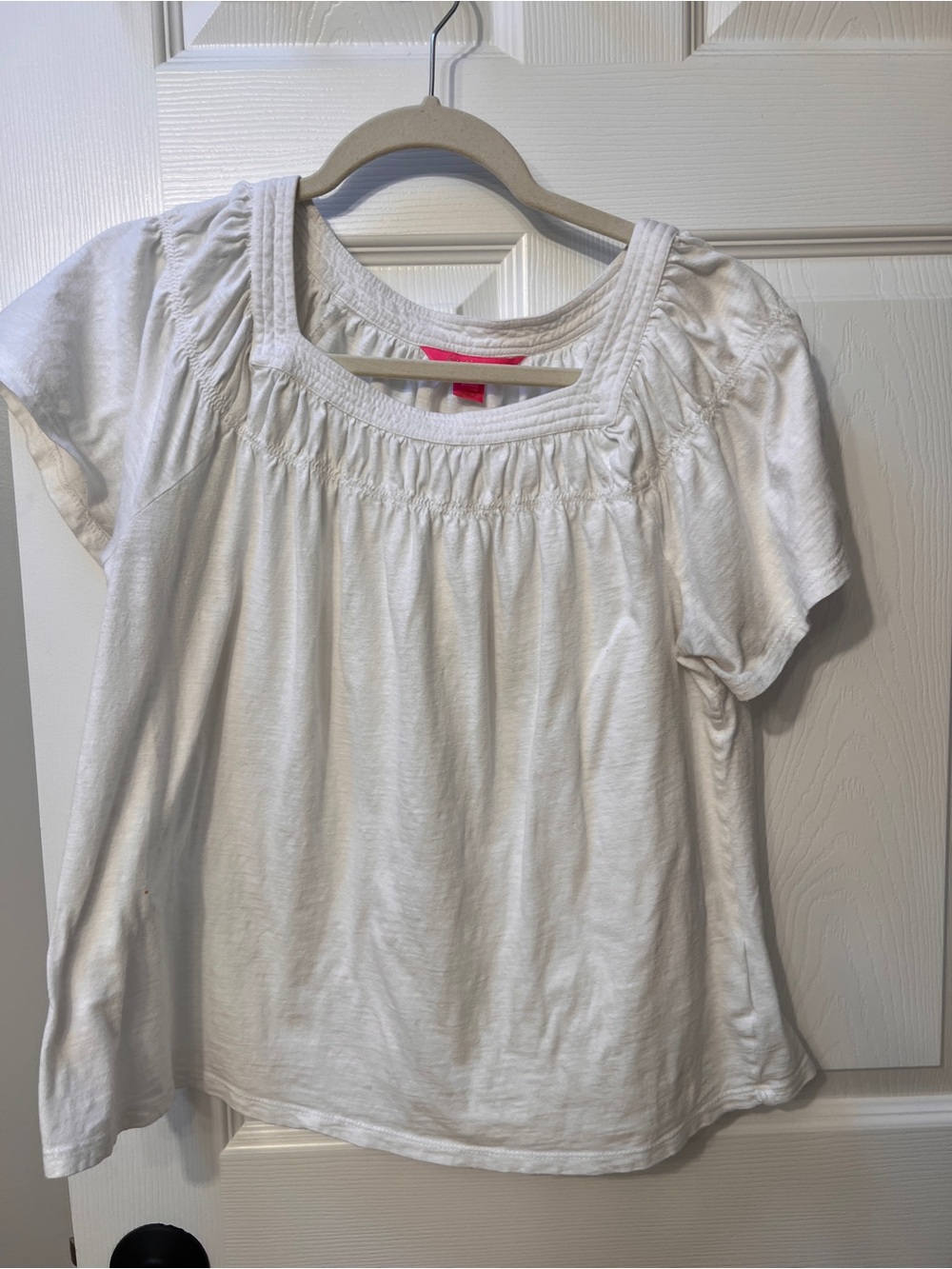 Lilly Pulitzer White Gathered Smocked Neck Top